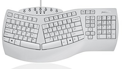 Perixx PERIBOARD-512W Periboard-512 Ergonomische Geteilte Tastatur – natürliches ergonomisches Design – Weiß – sperrige Größe 48 x 24 x 4 cm, US-Englisch-Layout