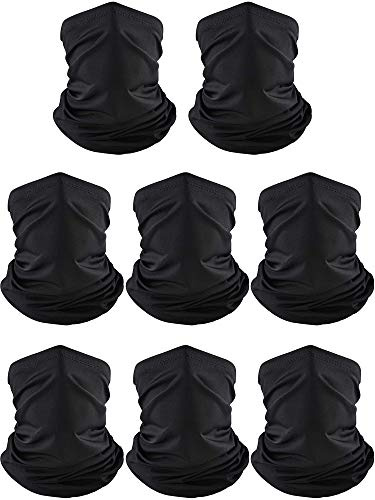 SATINIOR 3/8 Pcs Camo Neck Gaiter Cooling Face Mask for Men 8 Pcs Black