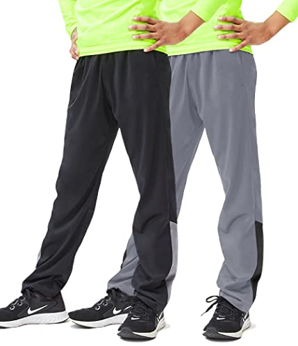 DEVOPS Boys Active Performance Workout Athletic Training Pants (X-Large, Black/Gray [2 Pack])