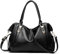 Ikaif Frauen Handtasche Messenger Tasche, Damen Große Kapazität Weichen PU Leder Schulter Top-griff Kreuz-körper Taschen (Black)