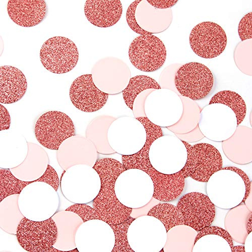 Rose-gold Pink-white Party Decorations Confetti - 300pcs Mothers Valentines Day Wedding Baby Bridal Shower Girl Birthday Party Glitter Paper decor Table Decoration Bachelorette Engagement Decor