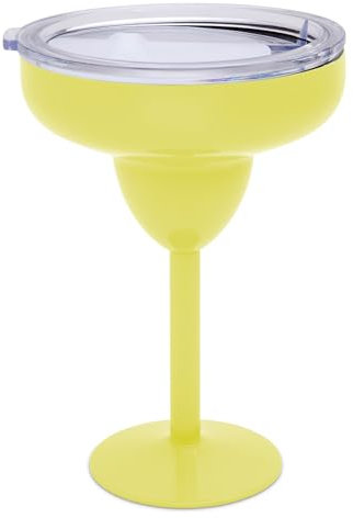 Better Dweller Vacuum-Sealed Metal Margarita Glass with Lid, Insulated Tumbler Mug, Steel Cup for Vacation, Pool, and Ice Cold Margs on the Beach (Yellow)