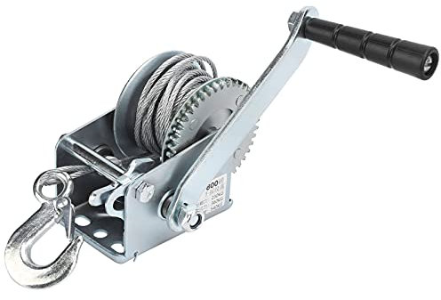 Cabrestante Manual de Servicio Pesado con Capacidad de 800 Libras, Cabrestante Manual con Autobloqueo, Herramienta de Eslinga de Elevación con Manivela con Gancho, para Remolcar o Cargar Botes