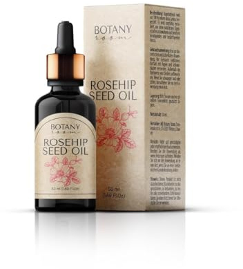 Hagebuttenöl Bio Von BotanyRoom® kaltgepresst für natürliche Anti Aging Gesichtspflege, Wildrosenöl Bio kaltgepresst als pflegende, Gesichtsöl und Kopfhaut Pflege (50.00 ml)