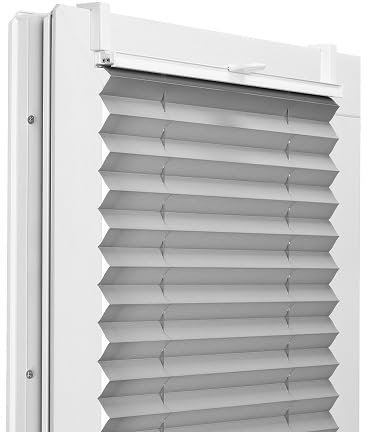 Fenster DEKOR - Plissee Klemmfix ohne Bohren Breite 125 cm x Höhe 110 cm - Fenster Plissees innen Grau - Faltrollo blickdicht - Faltrollos einfach zu montieren - Blissett Rollo