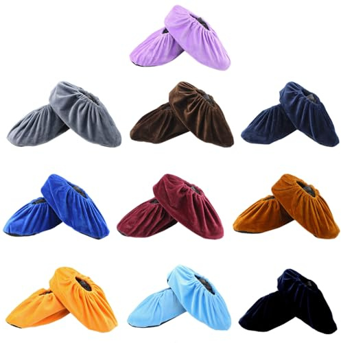 tooloflife Copriscarpe lavabili e riutilizzabili, copriscarpe in flanella antiscivolo, antipolvere per interni per scarpe di taglia 36-44, 10 colori.