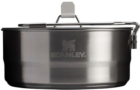 Stanley Wildfare Pro 5-Piece Stainless Steel Saucepan Cook Set | 2 qt Saucepan with Fold & Lock Handle | Cutting Board and Spoon | Camping Essentials for Your Camp Kitchen | BPA-Free