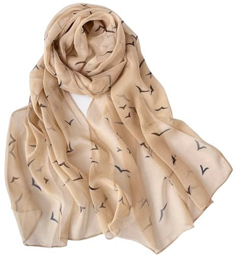 FAIRYGATE Chiffon Scarf for Women UK Boho Seagulls Printed Fashion Scarves Wraps Shawl Lightweight Soft Skin Friendly Lightweight Comfortable Elegant and Stylish Scarfs B7125