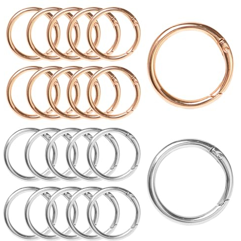 Keboyoe 20PCS Moschettone Rotondo 39mm Moschettone Tondo Rotondi Conmoschettone a Scatto Gancio Fibbia Portachiavi-O Anello moschettoneper Borsetta Borse Portachiavi Gioielli Artigianato Fai da Te