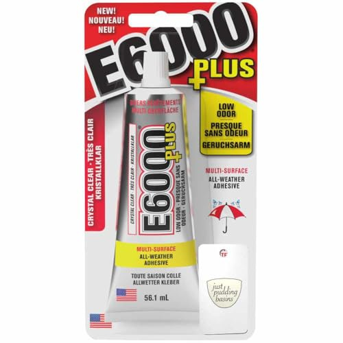 E6000 Plus Multi-Purpose Clear Strong Glue is Waterproof and Paintable, Strong Flexible Craft Adhesive for Wood, Glass, Fabric, Ceramic, Metal and More, 56.1ml and Applicator Card