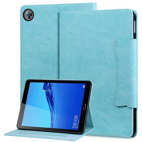 Mldjomid Funda para Tableta Huawei MediaPad M5 Lite 8 Pulgadas 2019 Funda Protectora, Funda de Cuero PU con Ranura para Tarjetas y función de Soporte Flip Case Cover - Hebilla de Gato - Azure