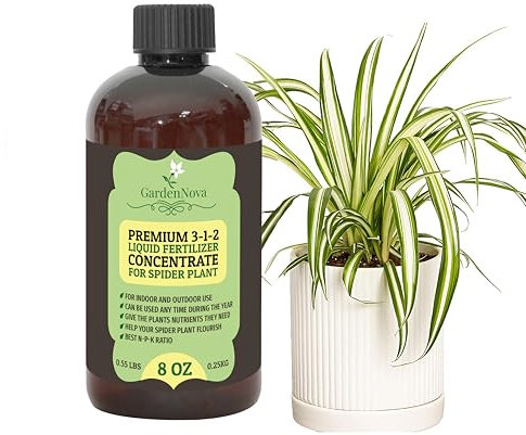 Premium Liquid Spider Plant Fertilizer - 3-1-2 Concentrate for Indoor Plants and Flowers by GardenNova | Organic Plant Food for Spider Plants - 8oz