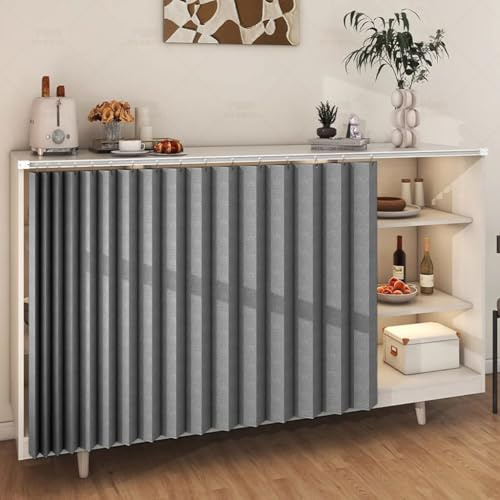 Cortinas De Armario Cortinas De Cocina Cortas Cortinas De Armario Antipolvo Cortinas De Baño Impermeables Cortinas Multifuncionales con Rieles Deslizantes(Size:W:60 x H:80cm,Color:Gris)
