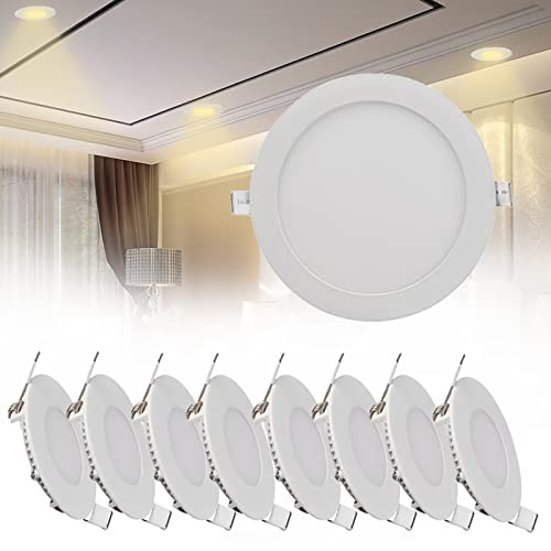 Lámpara LED empotrada de techo de 8 pulgadas, paquete de 5, luz descendente delgada de 18 W para techo, foco de 1260 LM, luz blanca fría de 6500 K, solución de iluminación de bajo consumo para el ho