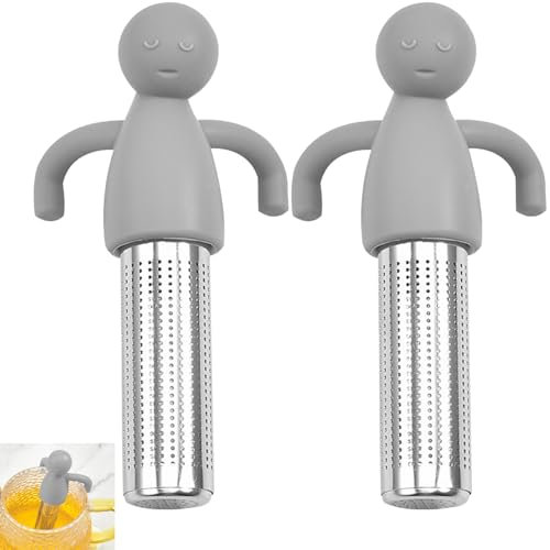 2 Stück Teesieb für Losen Tee,Teesieb für Thermoskanne,Tea Infuser Tasse Sieb,Heart Shaped Strainer,Autumn Faultier-Stil Filter,Griff Herbst Herbsttasse,Reusable Teaballs Teesiebe,Zubehör