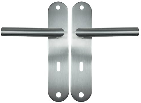 FELGNER Lucca - Juego de placa larga para puerta (72 mm, acero inoxidable mate)