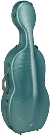 GEWA Custodia per violoncello FUN Series policarbonato 4/4 Verde/Grigio, interno nero, 2 cinghie zaino rimovibili, tasca accessori, sospensione imbottita, maniglia laterale aggiuntiva