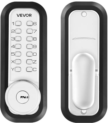 VEVOR Cerradura de Código Mecánica con Teclado, 4 a 7 Dígitos sin Llaves, Aleación de Zinc, Cerradura de Combinación con Bloqueo Automático para Puertas 35 a 65 mm, Entrada, Garaje, Jardín, Exterior