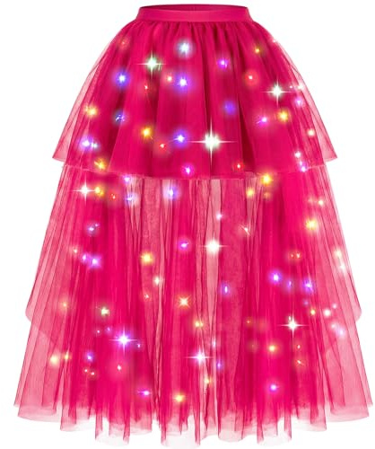 Hifot Jupe Tutu LED pour Femme, Tutu en Tulle Ballet de Danse Lumineuse Jupe Tulle Femme Danse et Ballet Déguisement Noel Halloween Accessoire - Piles Non Incluses