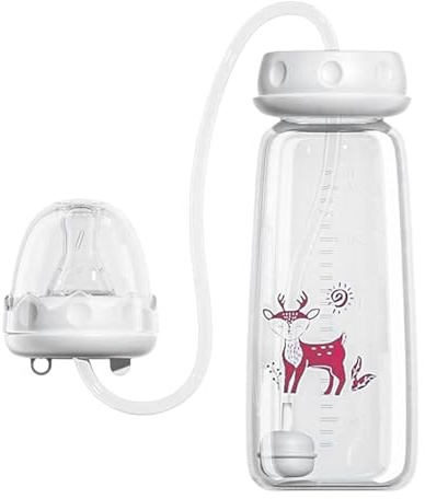 Biberon Neonatis Mani Libere, 240ML Biberon Neonatis Prova Perdite, Biberons Regolabile con Cannuccia Tettarella, Biberons Antiscivolo Supporto Ciuccio Mani Libere, per Bambine & Bambini