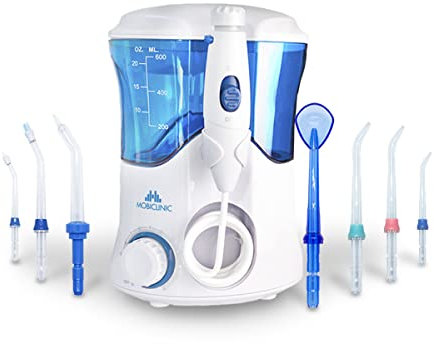 Mobiclinic, Idropulsore dentale, Familiare, Deposito 600 ml, 7 testine, Igiene, Pulisci lingua e gengive, Pulizia denti, Rimuovi tartaro, Irrigatore, Antibatterico