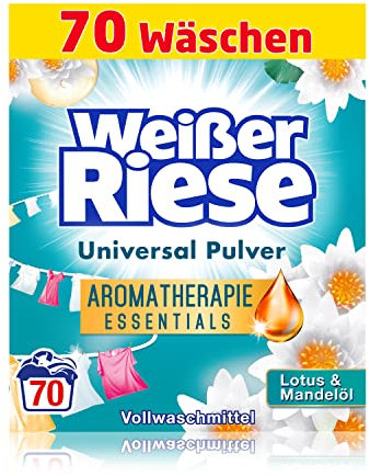 Weißer Riese Polvere universale per aromaterapia Lotus & giglio bianco, detersivo per bucato, 70 lavaggi, grande fragranza