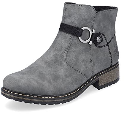 Rieker Damen Ankle Boots Z6869, Frauen Stiefeletten,gefüttert,Winterstiefeletten,Stiefel,Bootee,Booties,halbstiefel,grau (45),36 EU / 3.5 UK