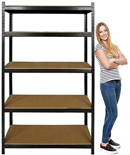 Metal Storage Shelves, 150cm x 70cm x 30cm, Black 5 Tier (175KG Per Shelf), 875KG Capacity Garage Shed Workshop Kitchen Heavy Duty Racking Storage Shelving Unit