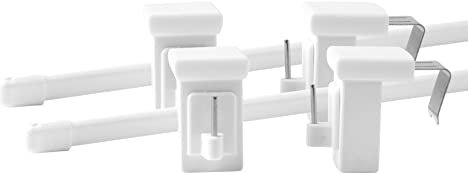 Deco-Raum Vitragestange 2 Stück ausziehbar weiß Länge 80-140 cm mit drehbarem Fensterhaken für Fensterrahmen 10-27mm Scheibenstange oval Gardinenstange ohne bohren