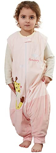 HAHASHOW Bebe gigoteuse avec jambes l'hiver Pyjama gigoteuse a pied Bebe Garcon Vetement Enfant Naissance Cadeau 3-5 ans, Couleur Rose