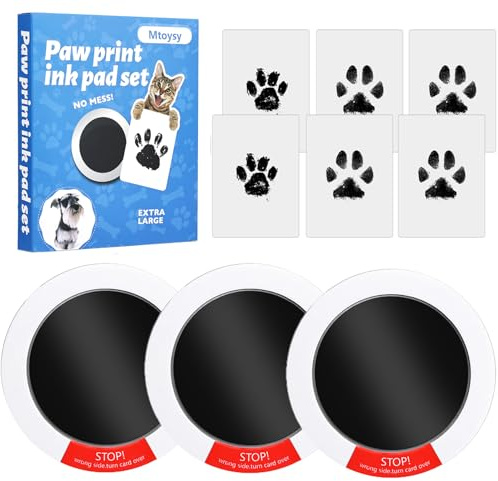 Mtoysy Set Impronte Bimbi, Kit Impronta Cane e Gatto, Timbro per Zampa Cane non Tossici Sicuri, Kit Impronte Neonato, Ricordo Della Famiglia Regalo (3PCS Black)