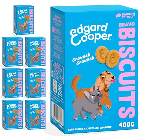 Edgard & Cooper Friandises Pour Chien, (Saumon et Poulet, 400g x 7), Biscuits Bravo, Biscuits Pour Chien, Viande fraîche, Faibles en calories, Recette sans céréales, des biscuits pour le féliciter