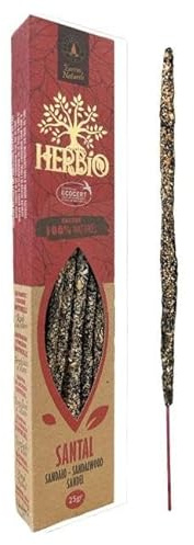 Frangrances & Sens HERBIO - Incenso Bastoncini Naturali al Sandalo Ecologici Certificati, Artigianali Fatti a Mano, Lunga Durata(~75 Min), 20gr