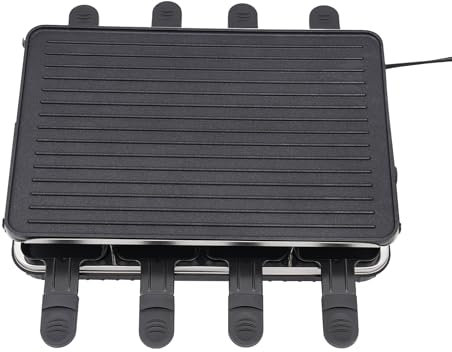 Barbacoa de mesa, 1300 W, parrilla eléctrica de doble capa con espátula de madera, fácil de girar, para balcón, barbacoa sin humo, para 6 – 8 personas en casa, barbacoa interior