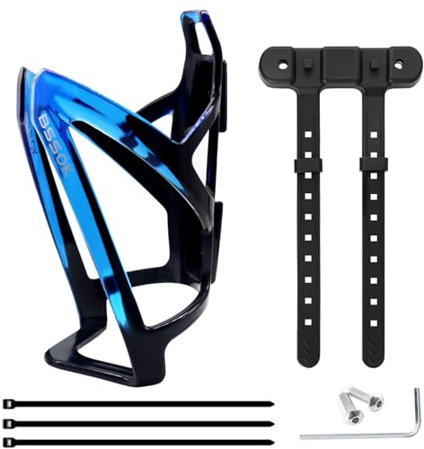 BSSOK Portabottiglie Bicicletta Nero Blu, Plastica, Portabottiglie, Portaborraccia per Bicicletta, MTB, Bici da Corsa, Mountain Bike