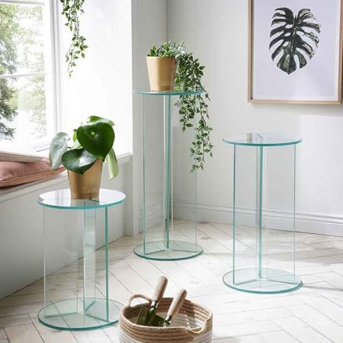 möbelando Blumentisch >4/151< in Klarglas, Glas - 30x30cm (BxH)