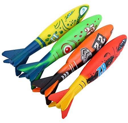 Naroote Pool-Tauchspielzeug, Tauchspielzeug, 4 Stück, Kunststoff, Minenform, Tauchspielzeug, Unterwasserspaß, 14 cm Länge, Pool-Spielzeug für Schwimmtraining