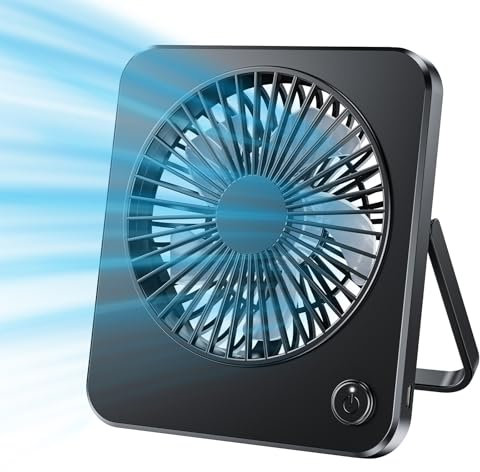 JATEKA Mini ventilatore USB, ventilatore da scrivania molto silenzioso con 3 potenti velocità, ventilatore da tavolo con cavo da 1,2 m per ufficio, camera da letto, soggiorno, campeggio - Nero