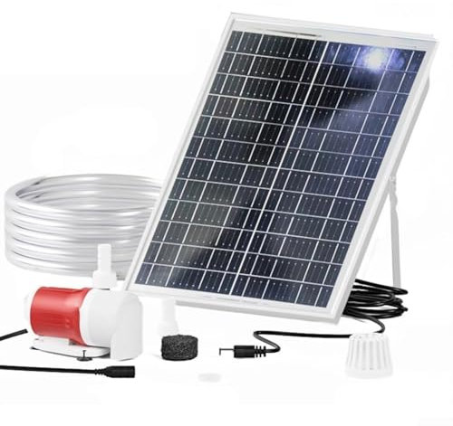 ZAMETTER Fontaine solaire 25 W - Kit de pompe à eau submersible - Débit de 1100 l/h - Avec tuyau de 2 m - Hauteur de levage de 5 m - Pour jardin, étang et cascade