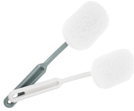 TEMPNAP 2Pcs Bathroom Cleaner Long Handle Scouring Pad Brush for Toilet and Bathtub Space Saving Hanging Design Material Effortless Stain Removal