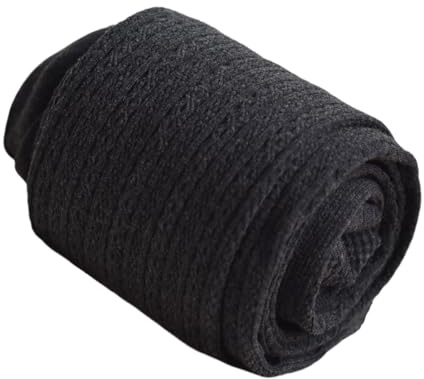 Guaber Collants thermiques en tricot câblé pour femme - Legging d'hiver en coton épais - Collants à haute élasticité - Plusieurs couleurs disponibles - Taille haute - Leggings d'hiver élastiques, Noir