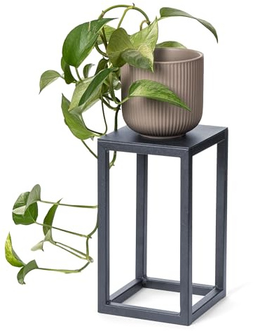 LAMO Manufaktur Blumenständer Anthrazit aus Metall 28cm | Pflanzensäule für Innenräume - Wohnzimmer, Schlafzimmer | Blumenständer modern zur Hochzeit, Sockel für Skulpturen, Deko, kleiner Blumenhocker