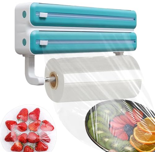 Omslagsskärare – ABS köksdispenser | 14 tum – lagerfolie och filmförvaringslåda med glidskärare | perfekt för bakning, matlagning och livsmedelsberedning