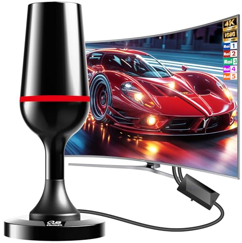 Antena TV Interior, Antena TV Interior Potente 2026 con Base Magnética, 420 km de Largo Alcance y Recepción 360°, Compatible con Canales 4K/1080p/VHF/UHF DVB-T/T2 en Abierto