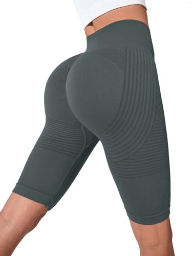Leggings Anti Cellulite Femme Court Compression Yoga Leggings, gris, XL taille courte