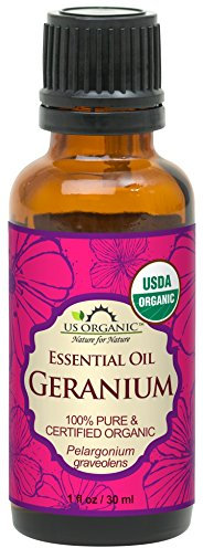US Organic 100% Pure Geranium Essential Oil - USDA Certified Organic, Steam Distilled - W/Euro droppers (More Size Variations Available) (30 ml / 1 fl oz)