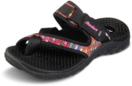 Skechers Damen Reggae Mad Swag Zehentrenner Gewebte Sandale, Schwarz, 40 EU