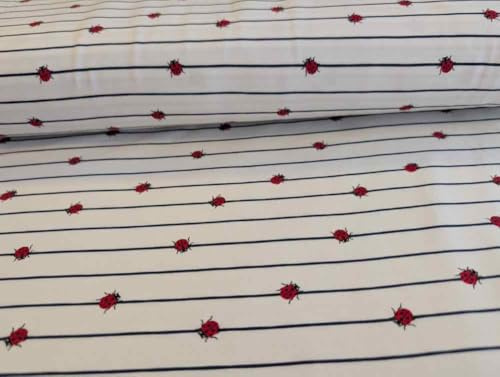 Jersey Stoff als Meterware mit Marienkäfer als Meterware zum Nähen, 50 cm