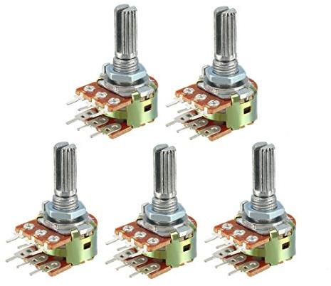 sourcing map WH148 100k Ohm Résistance variable rotatif double Potentiomètre Film Carbone 5Pcs