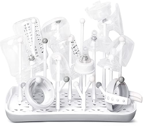 Baby Bottle Drying Rack with Tray, Termichy High Capacity Bottle Dryer Holder for Bottles, Teats, Cups, Pump Parts and Accessories, Gray